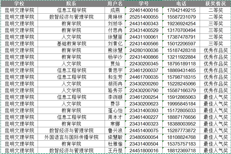 25简历赛获奖名单新